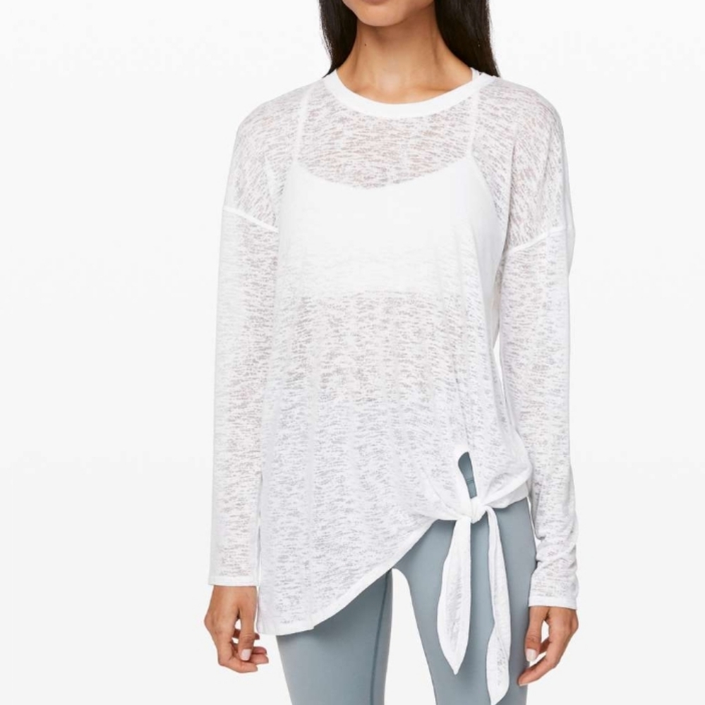 Lululemon Tie Your Practice Long Sleeve Crew White Burnout 4